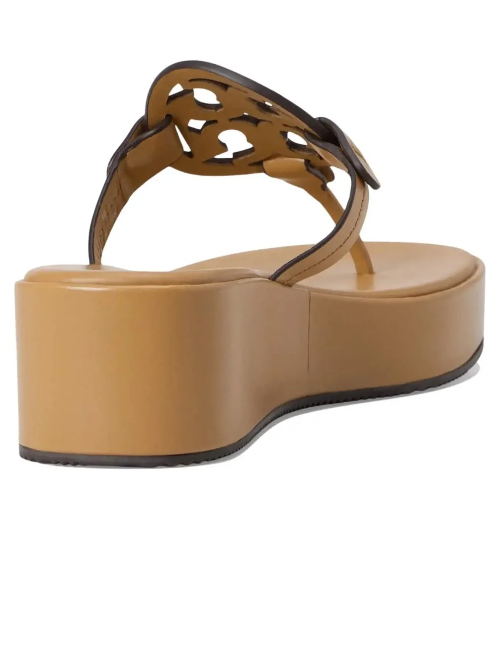 New Tory Burch Miller Leather Wedge Sandals in Walnut size 10 - Picture 6 of 11